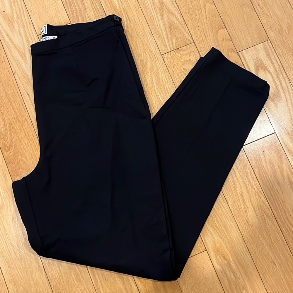 LL Bean Black Cotton Trouser Straight Leg Pants Size 14 Regular
